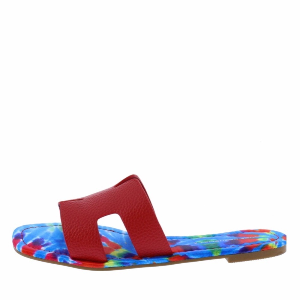 70’s Tie dye flat slide sandals bright slide sandals sz 10 - Picture 2 of 2